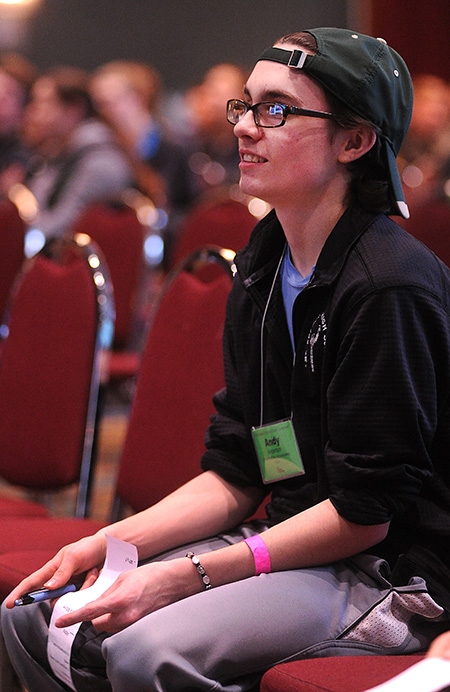 18-year-old Andy Anderson, of Church of the Annunciation, listens during the 